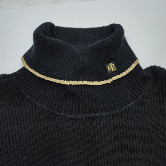 Ralph Lauren Black Turtleneck Sweater with Gold Accents - Picture 2 of 10